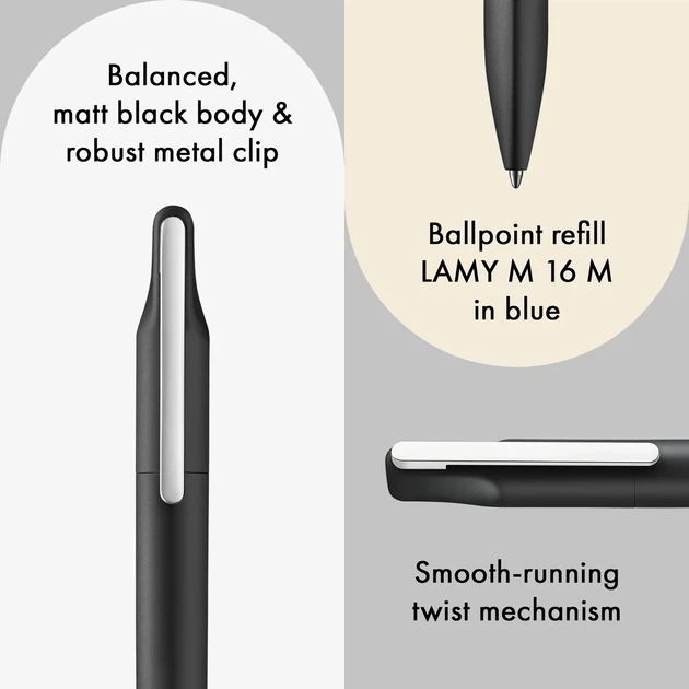 Ручка кулькова LAMY Xevo чорна M16 чорний стрижень (4033835) - изображение 4
