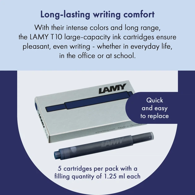 Набір чорнильних картриджів LAMY T10 темно-синій 5 шт. (1610655) - Фото 2 Набір чорнильних картриджів LAMY T10 темно-синій 5 шт. (1610655) - изображение 2