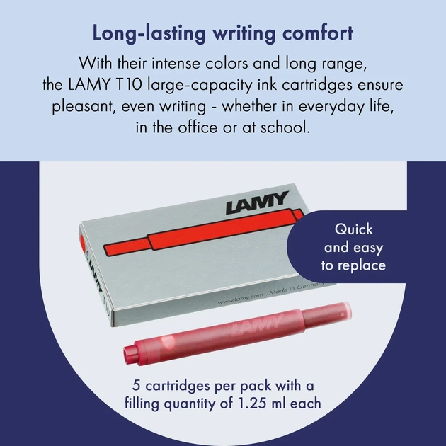 Набір чорнильних картриджів LAMY T10 червоний 5 шт. (1602076) - изображение 3