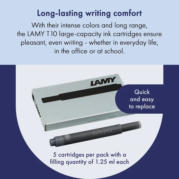 Набір чорнильних картриджів LAMY T10 чорні 5 шт. (1602075) - Фото 3 Набір чорнильних картриджів LAMY T10 чорні 5 шт. (1602075) - изображение 3
