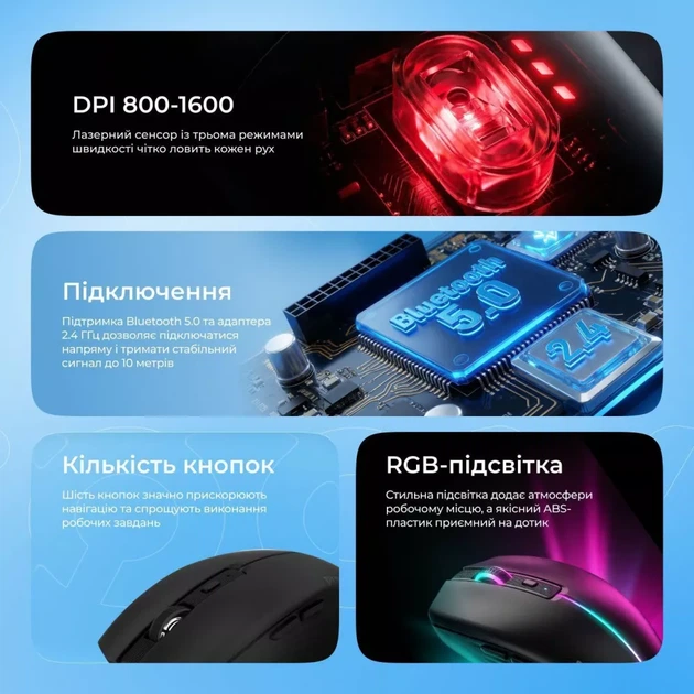 Бездротова Миша Wireless Mouse Proove Comet black (WMCM00022001) - зображення 4
