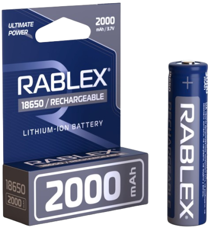 Акумулятор 18650 Rablex 2000mAh 3.7v Li-ion (для ліхтарів POLICE) - Фото 1 Акумулятор 18650 Rablex 2000mAh 3.7v Li-ion (для ліхтарів POLICE) - изображение 1
