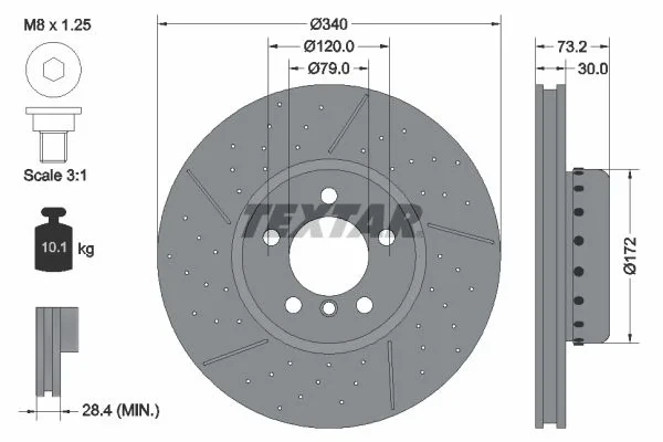 Тормозные диски TEXTAR 92265025 BMW 1 Series, 3 Series, 2 Series, 4 Series 34106797602, 34116797602, 6797602 - зображення 10