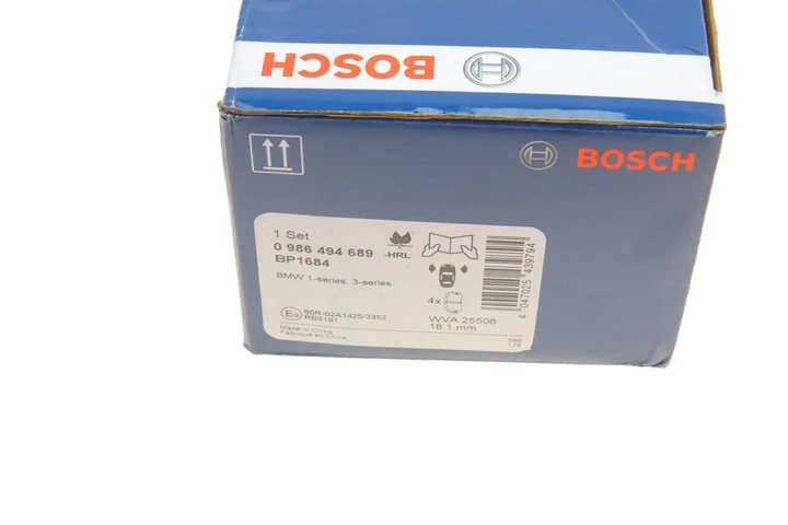 Комплект гальмівних колодок BOSCH 0986494689 BMW 3 Series, 1 Series, 4 Series 34106884243, 34116850568, 34116874331 - изображение 9