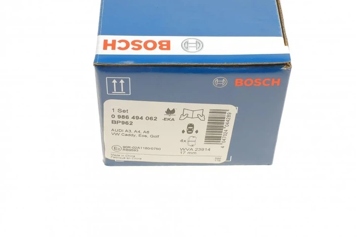 Колодки гальмові BOSCH 0 986 494 062 Volkswagen Golf, Scirocco, EOS; Audi A3, TT; Seat Leon; Skoda Octavia, Superb 8E0698451M, 8E0698451J, 8E0698451F - зображення 6