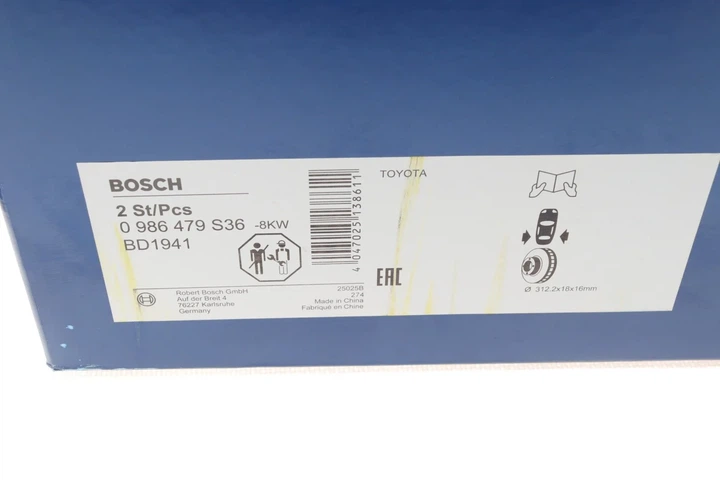 Гальмівний диск BOSCH 0986479S36 Toyota Land Cruiser, 4-Runner, Sequoiva; Lexus GX 4243160201, 4243160200, 4243160311 - изображение 6