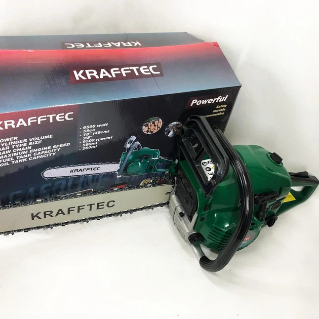 Бензопила ланцюгова Krafftec з високою потужністю з автоматичним подаванням оливи шина 45 см 6500 w - изображение 4
