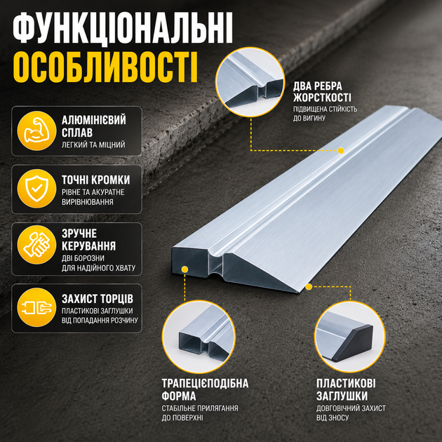 Правило-трапеція двоватий SIGMA 3000мм для вирівнювання розчинів будівельний профіль алюмінієвий SK_3715301А12 - зображення 4