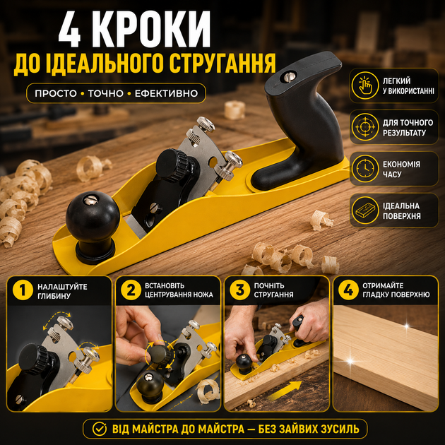 Рубанок металлический Sigma 235×45мм для строгания дерева инструмент для обработки древесины черный SK_4405111А12 - изображение 3