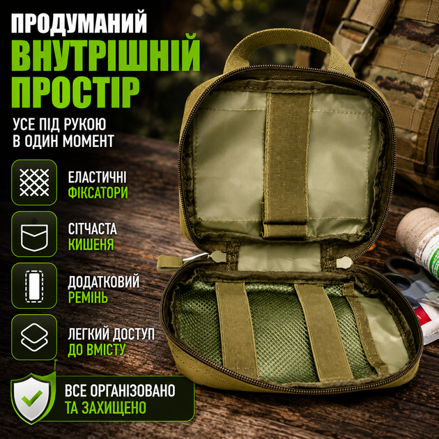 Підсумок аптечка Molle із швидким скиданням для першої допомоги медична зелена SK_707738А12 - зображення 2