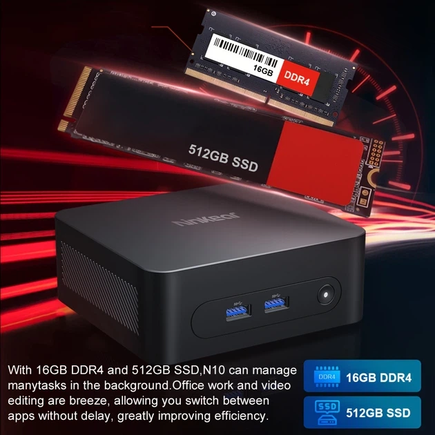 Мини-ПК Ninkear N10 / Intel N100 / 16GB RAM / 512GB SSD / Win 11 Pro - изображение 7