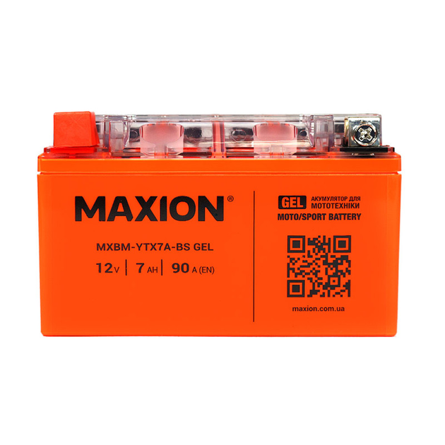 Гелиевый мото аккумулятор 12V 7Ah MAXION YTX7A-BS GEL для скутера мопеда - изображение 2