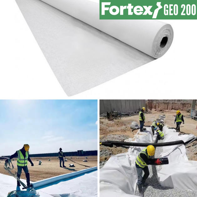 Геотекстиль нетканий PP Fortex Geo 200 г/м2, S18NW, 6 х 100 м, 600 м2 - Фото 12 Геотекстиль нетканий PP Fortex Geo 200 г/м2, S18NW, 6 х 100 м, 600 м2 - зображення 12