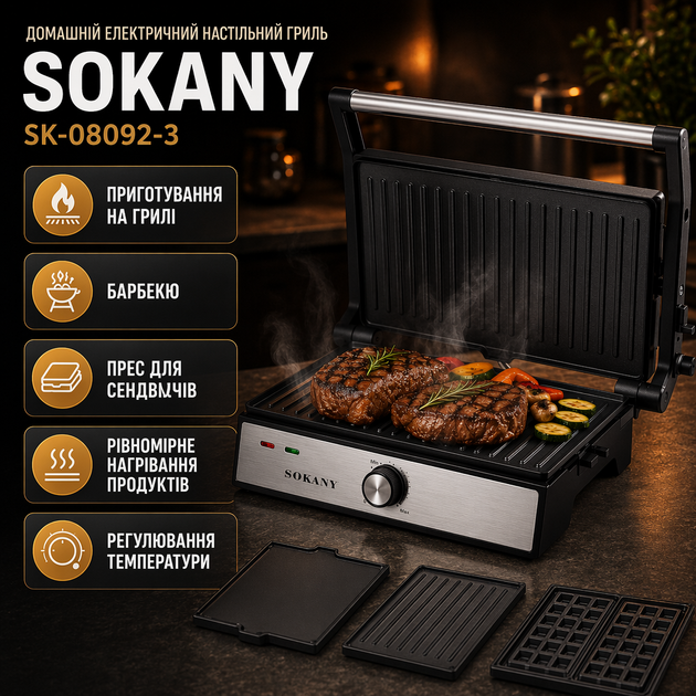 Домашній електричний настільний гриль Sokany SK-08092-3 - зображення 3