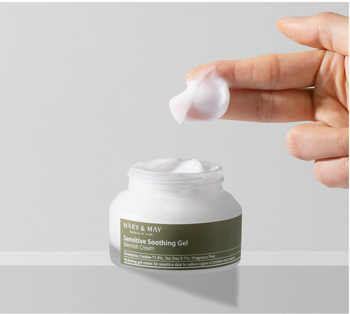 Заспокійливий гель крем для обличчя Mary&May Sensitive Soothing Gel Blemish Cream 70 g - Фото 2 Заспокійливий гель крем для обличчя Mary&May Sensitive Soothing Gel Blemish Cream 70 g - зображення 2