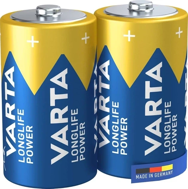 Батарейки VARTA Longlife Power D (LR20) 1.5V Alkaline, щелочные, тип D, набор 2 шт - Фото 2 Батарейки VARTA Longlife Power D (LR20) 1.5V Alkaline, щелочные, тип D, набор 2 шт - изображение 2