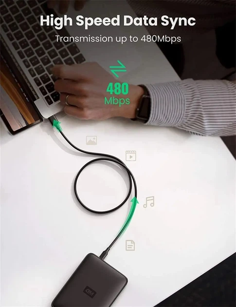 Кабель UGREEN USB 2.0 A Male to Mini 5 Pin Male Cable 1.5m (Black) (UGR-10385) - Фото 5 Кабель UGREEN USB 2.0 A Male to Mini 5 Pin Male Cable 1.5m (Black) (UGR-10385) - изображение 5