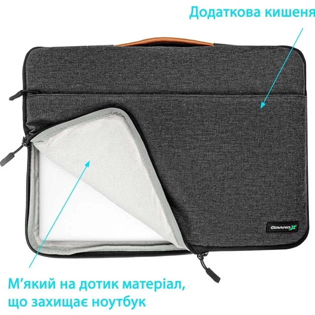 Чохол для ноутбука 13.3" GRAND-X SLX-13D Dark Gray - Фото 4 Чохол для ноутбука 13.3" GRAND-X SLX-13D Dark Gray - изображение 4