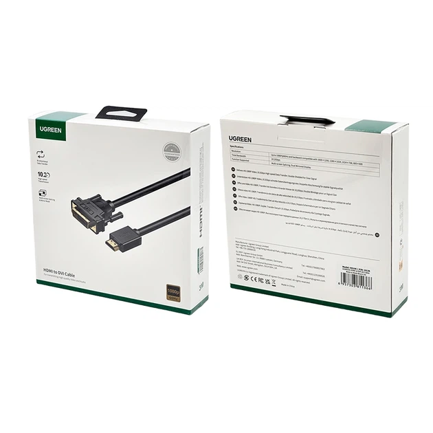 Перехідник UGREEN HDMI to DVI 2K Cable Male to Male Black 3m - Фото 2 Перехідник UGREEN HDMI to DVI 2K Cable Male to Male Black 3m - зображення 2