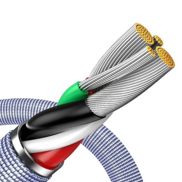 Кабель Baseus Crystal Shine Series Fast Charging Data Cable USB to iP 2.4A 1.2m Purple - зображення 5
