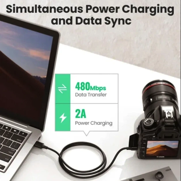 Перехідник UGREEN US132 USB 2.0 A Male to Mini 5 Pin Male Cable 1m (Black)(UGR-10355) - изображение 5