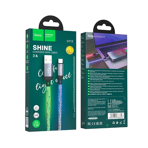 Кабель HOCO U112 Shine charging data cable for Type-C Gray - изображение 2