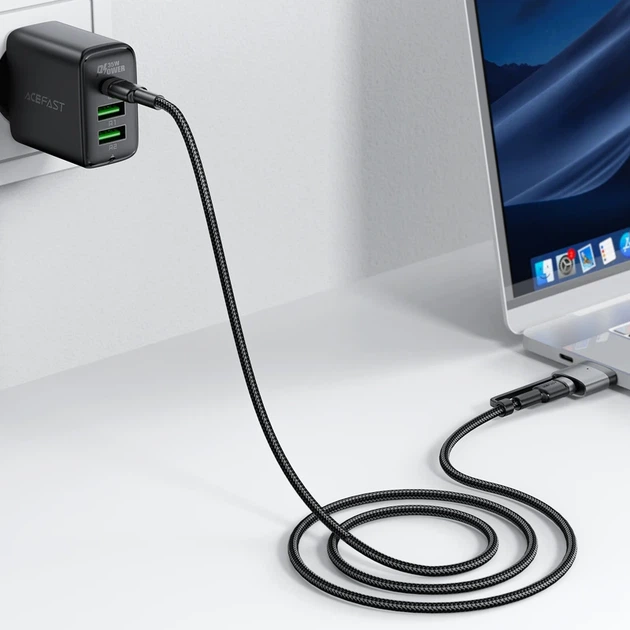 Кабель ACEFAST C22-05 USB-C to USB-C / magnetic aluminum alloy charging data cable Black - Фото 6 Кабель ACEFAST C22-05 USB-C to USB-C / magnetic aluminum alloy charging data cable Black - изображение 6