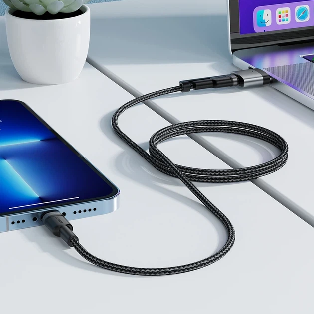 Кабель ACEFAST C22-05 USB-C to USB-C / magnetic aluminum alloy charging data cable Black - Фото 7 Кабель ACEFAST C22-05 USB-C to USB-C / magnetic aluminum alloy charging data cable Black - изображение 7