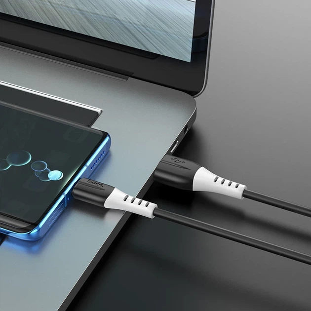 Кабель HOCO X82 USB to Type-C 3A, 1m, silicone, silicone connectors, Black - Фото 4 Кабель HOCO X82 USB to Type-C 3A, 1m, silicone, silicone connectors, Black - зображення 4