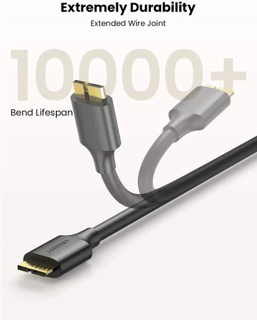 Кабель UGREEN US130 USB 3.0 A Male to Micro USB 3.0 Male Cable 2m (Black)(UGR-10843) - изображение 3