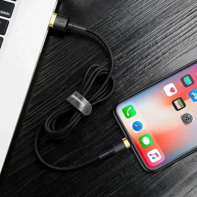 Кабель Baseus Cafule Cable USB For Lightning 1.5A 2m Gold+Black - зображення 10