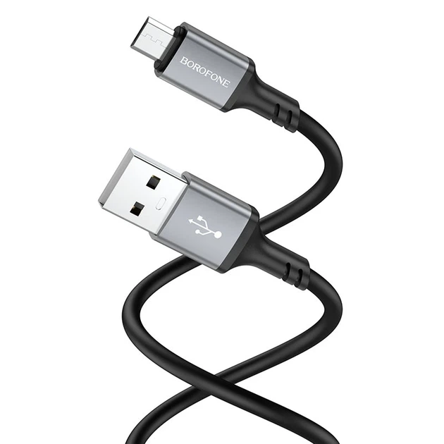 Кабель BOROFONE BX83 Micro Famous silicone charging data cable Black - зображення 3