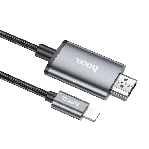 Перехідник HOCO UA27 HD on-screen cable iP to HDTV Metal Gray - Фото 5 Перехідник HOCO UA27 HD on-screen cable iP to HDTV Metal Gray - изображение 5