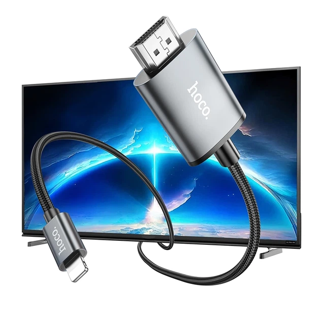 Перехідник HOCO UA27 HD on-screen cable iP to HDTV Metal Gray - Фото 7 Перехідник HOCO UA27 HD on-screen cable iP to HDTV Metal Gray - изображение 7