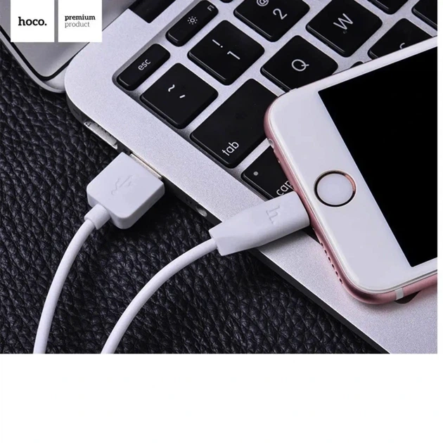 Кабель HOCO X1 USB to iP 2.4A, 2m, PVC, PVC connectors, White - Фото 3 Кабель HOCO X1 USB to iP 2.4A, 2m, PVC, PVC connectors, White - зображення 3