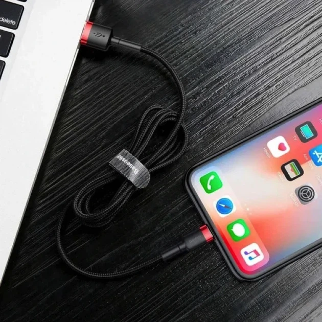 Кабель Baseus Cafule Cable USB For Lightning 1.5A 2m Red+Black - Фото 13 Кабель Baseus Cafule Cable USB For Lightning 1.5A 2m Red+Black - изображение 13