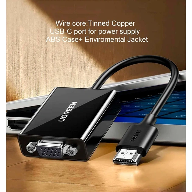 Перехідник UGREEN CM611 HDMI to VGA Adapter(UGR-90813) - Фото 8 Перехідник UGREEN CM611 HDMI to VGA Adapter(UGR-90813) - изображение 8