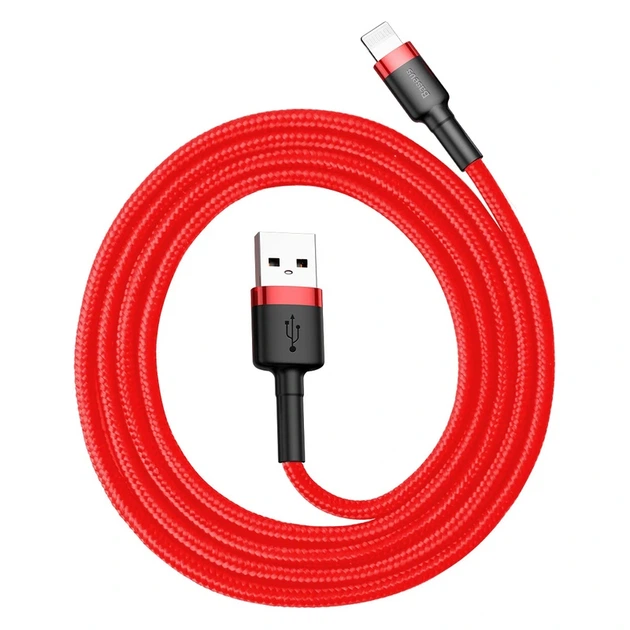 Кабель Baseus Cafule Cable USB For Lightning 2.4A 1m Red+Red - Фото 5 Кабель Baseus Cafule Cable USB For Lightning 2.4A 1m Red+Red - зображення 5