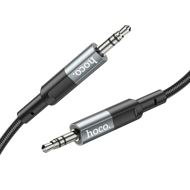 Аудіокабель HOCO UPA23 3.5mm male to 3.5mm male, nylon braid, 1m Metal Gray - Фото 3 Аудіокабель HOCO UPA23 3.5mm male to 3.5mm male, nylon braid, 1m Metal Gray - изображение 3