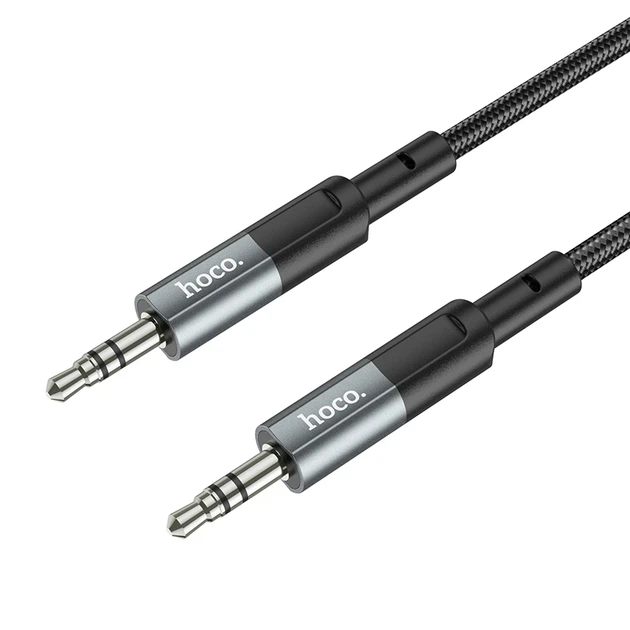 Аудіокабель HOCO UPA23 3.5mm male to 3.5mm male, nylon braid, 1m Metal Gray - Фото 4 Аудіокабель HOCO UPA23 3.5mm male to 3.5mm male, nylon braid, 1m Metal Gray - изображение 4