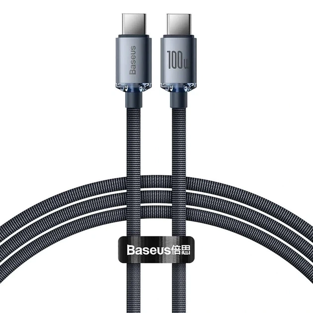 Кабель Baseus Crystal Shine Series Fast Charging Data Cable Type-C to Type-C 100W 1.2m Black - Фото 3 Кабель Baseus Crystal Shine Series Fast Charging Data Cable Type-C to Type-C 100W 1.2m Black - зображення 3
