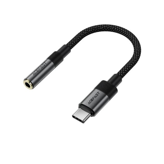 Аудіокабель ACEFAST J12 Type-C to 3.5mm female, nylon braid, 0,15m, Black - Фото 3 Аудіокабель ACEFAST J12 Type-C to 3.5mm female, nylon braid, 0,15m, Black - изображение 3