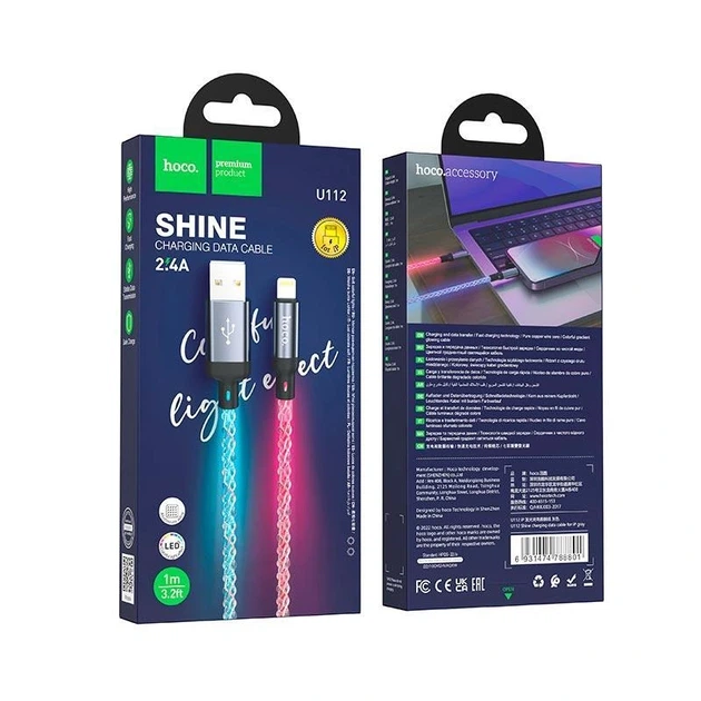 Кабель HOCO U112 Shine charging data cable for iP Gray - зображення 2