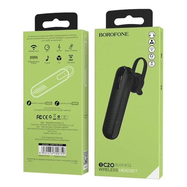 Bluetooth гарнітура BOROFONE BC20 Smart business wireless headset Black - изображение 2