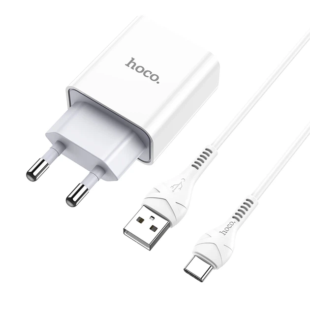 Мережевий зарядний пристрій з кабелем HOCO C81A Asombroso single port charger set(Type-C) White - Фото 3 Мережевий зарядний пристрій з кабелем HOCO C81A Asombroso single port charger set(Type-C) White - изображение 3