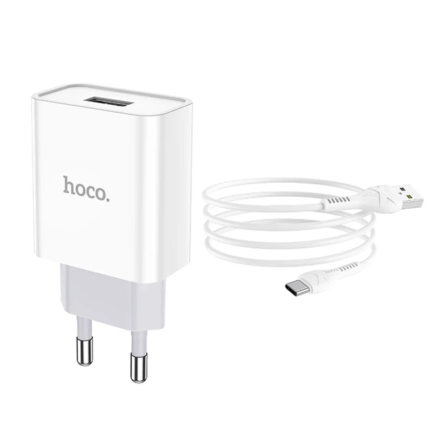 Мережевий зарядний пристрій з кабелем HOCO C81A Asombroso single port charger set(Type-C) White - Фото 7 Мережевий зарядний пристрій з кабелем HOCO C81A Asombroso single port charger set(Type-C) White - изображение 7