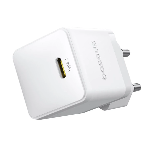 Мережевий зарядний пристрій з кабелем Baseus Palm Fast Charger 1C 20W EU Moon White (with Baseus Cable USB-C to USB-C 1m Moon White) - изображение 4