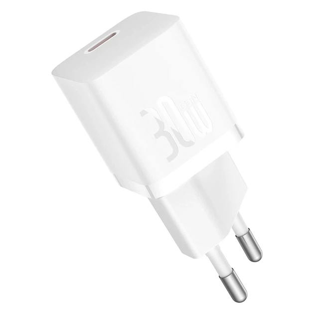 Мережевий зарядний пристрій з кабелем Baseus GaN5 Fast Charger(mini) 1C 30W EU Moon White(With: Fast Charging Data Cable Type-C) - Фото 5 Мережевий зарядний пристрій з кабелем Baseus GaN5 Fast Charger(mini) 1C 30W EU Moon White(With: Fast Charging Data Cable Type-C) - изображение 5