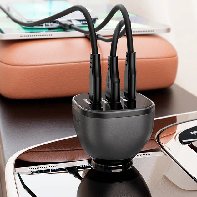 Автомобільний зарядний пристрій ACEFAST B14 165W (2*USB-C+USB-A) 3-port car charger Black - Фото 6 Автомобільний зарядний пристрій ACEFAST B14 165W (2*USB-C+USB-A) 3-port car charger Black - изображение 6