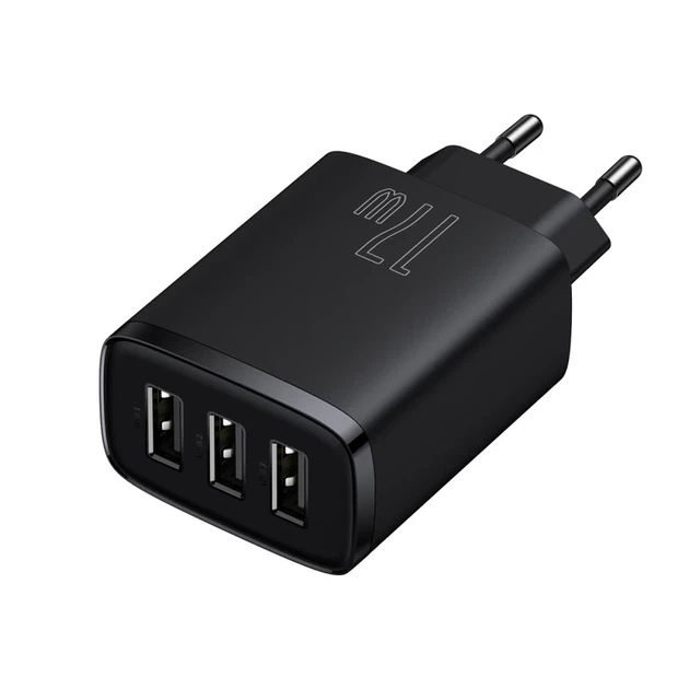 Мережевий зарядний пристрій Baseus Compact Charger 3U 17W EU Black - Фото 3 Мережевий зарядний пристрій Baseus Compact Charger 3U 17W EU Black - изображение 3